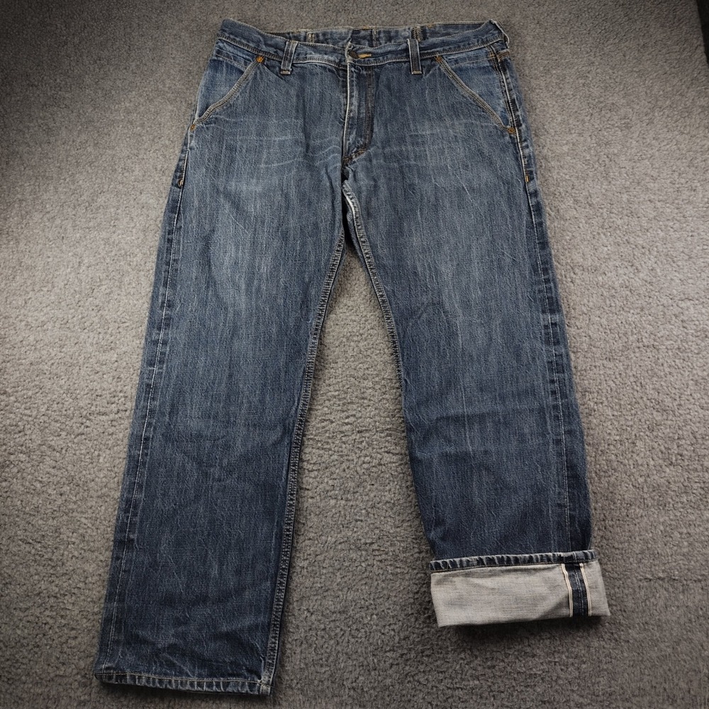 Levis Jeans Mens 38x32 514 Slim Straight Blue Red Selvedge Denim Cinch Back LVC